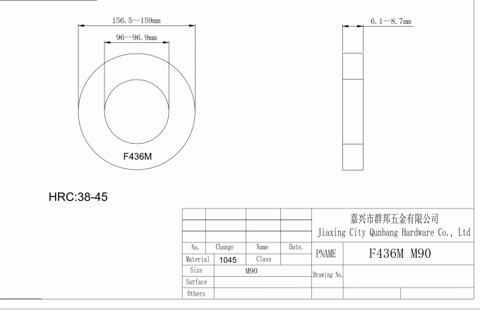 ASTM F436M-11は鋼鉄洗濯機メートルM90 M64亜鉛HDG黒を堅くした 0
