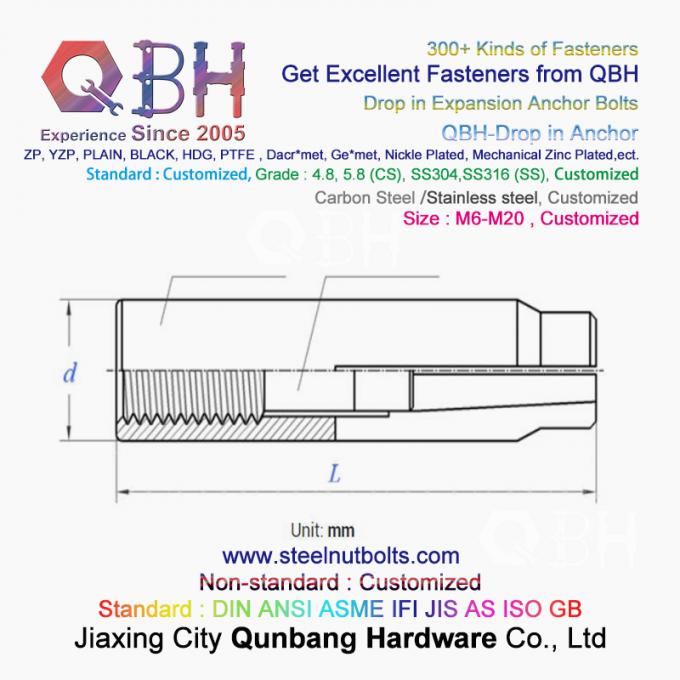 QBH GB /T 22795 （NP） - 2008拡張のアンカーのM6-M20 SS304 SS316のステンレス鋼の低下 0