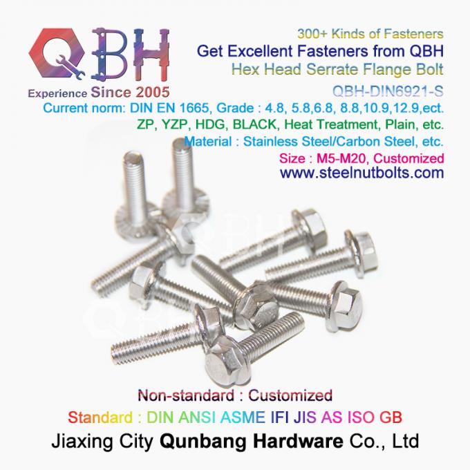 QBH DIN 6921 Gr. 4.8/6.8/8.8/10.9/12.9カーボンSS304 SS316ステンレス鋼のロック ボルトを締めている歯付きフランジの自己 0