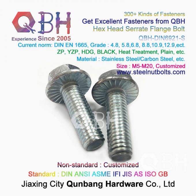 QBH DIN 6921 Gr. 4.8/6.8/8.8/10.9/12.9カーボンSS304 SS316ステンレス鋼のロック ボルトを締めている歯付きフランジの自己 3