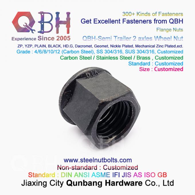 半QBHの黒のトレーラー2の車軸によって非鋸歯状にされるフランジの車輪ハブのナット 1