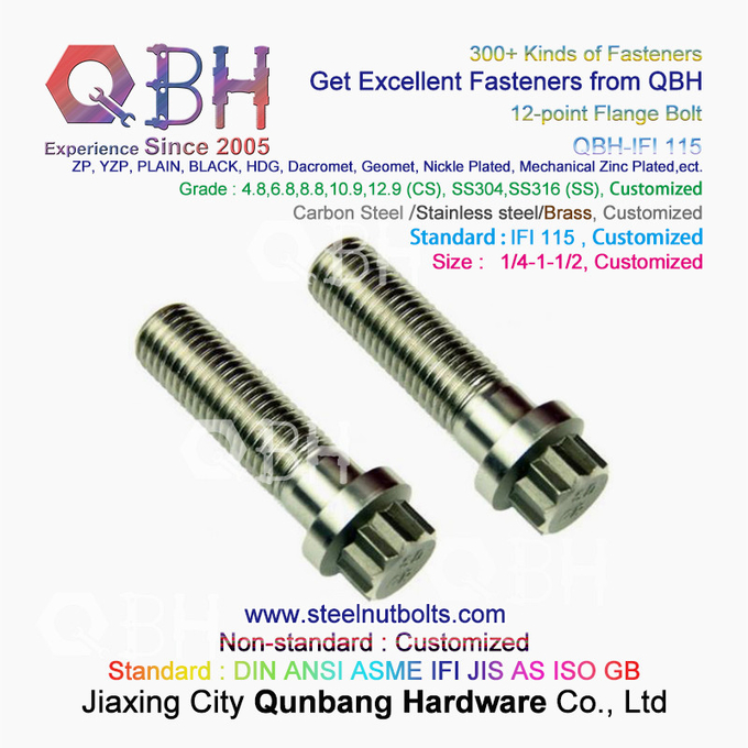 QBH 1/4-1-1/2 IFI 115の炭素鋼/ステンレス鋼12ポイントねじIFI115フランジのスプラインのボルト 0