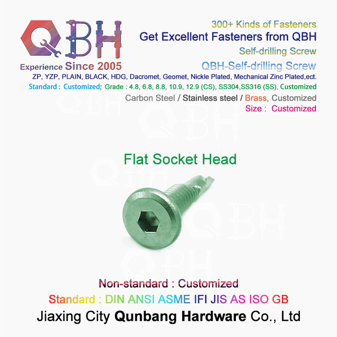 QBH色の亜鉛によってめっきされる六角形のソケットの溝の大きく平らなヘッド自己訓練ねじ 1