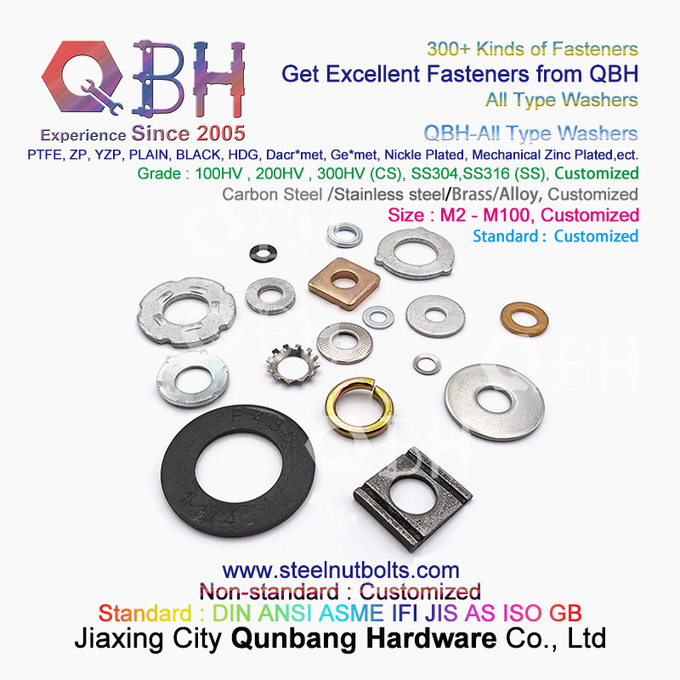 QBH DIN125 DIN127 F436 F436M F959 F959M DIN434 DIN436 NFE25-511のばねの先を細くすることは平らな円形の正方形の全タイプのガスケットを鋸歯状にした 0