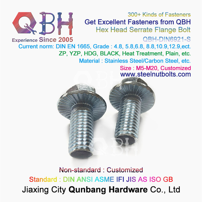 QBH DIN 6921 Gr. 4.8/6.8/8.8/10.9/12.9カーボンSS304 SS316ステンレス鋼のロック ボルトを締めている歯付きフランジの自己 2