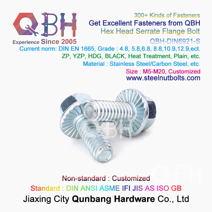 QBH DIN 6921 Gr. 4.8/6.8/8.8/10.9/12.9カーボンSS304 SS316ステンレス鋼のロック ボルトを締めている歯付きフランジの自己 1