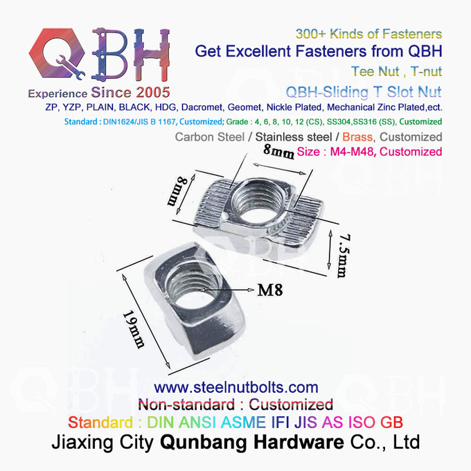 QBHの4040のシリーズ産業アルミニウム フレームはTナットを滑らせるTのハンマーのタイプTスロット ナットを構成する 2